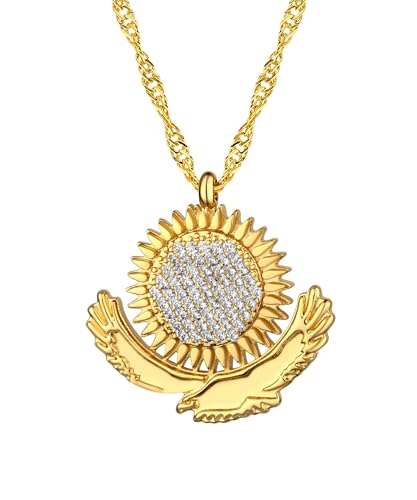 d'origine Collier blason du Kazakhstan - Chaîne de drapeau du Kazakhstan - Bijoux Kazakhstan - Bijou blason du Kazakhstan pour femme, Laiton