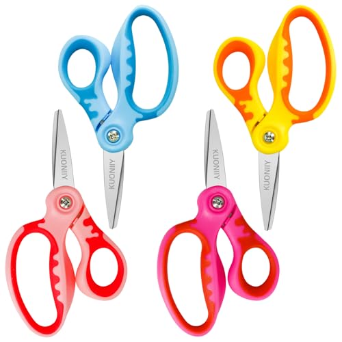 Left Kids Scissors KUONIIY 5 Left Handed Kids Scissors Safety For School Or Crafting Assorted Color 4 Pack