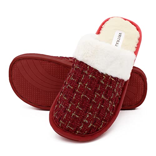 Image of VRITRAZ Women's Comfort Slip On Closed Toe Warm Winter House Clog Indoor Slipper