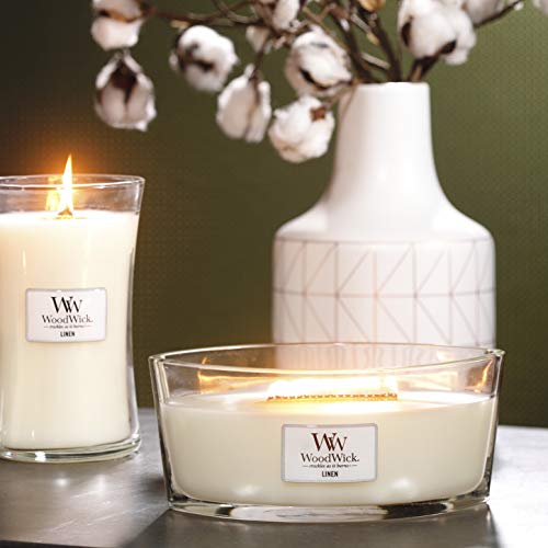 WoodWick Ellipse Scented Candle | Linen | with Crackling Wick | Burn Time: Up to 50 Hours