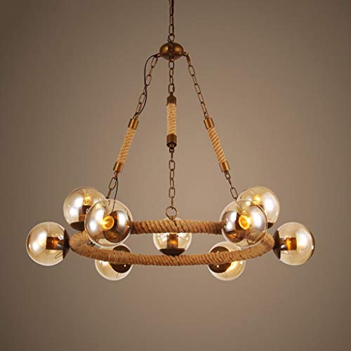 Lustres en corde de chanvre suspendus luminaire vent industriel
