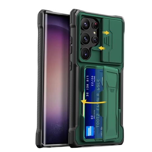 Coque armure Samsung S24 Plus rigide verte avec volet coulissant