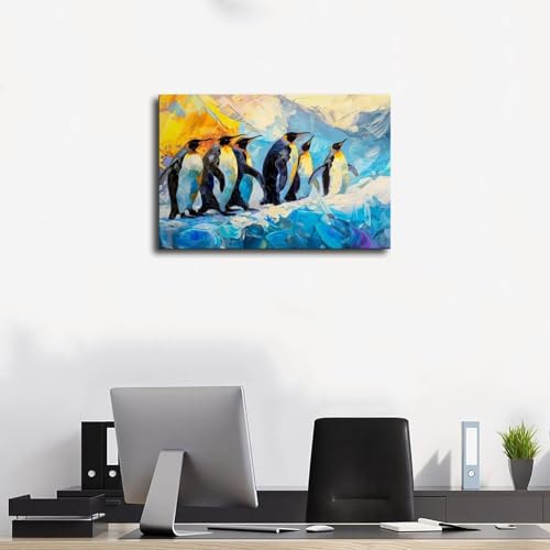 Poster pingouin sur toile tableau deco murale chambre coucher et bureau