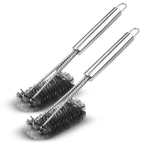 Meritaipolw Cepillo Barbacoa de Acero Inoxidable, Cepillo para Parrilla, Grillreinigungsbürste, Accesorios Barbacoa, Apto para Barbacoas de Gas, Carbón y Eléctricas (2 Piezas)