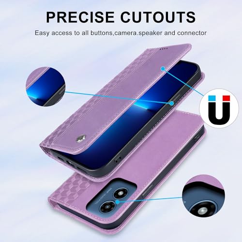 Image of Wallet Case for Motorola Moto G Play 5G (2024) 6.5 inch - Moto G 5G 2024 Flip case, PU Leather Strong Magnetic Folio Phone Cover with Card Holder Slots, Purple