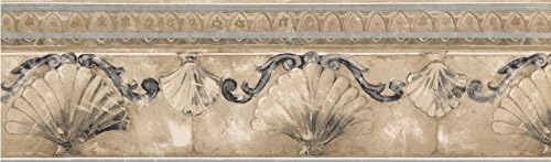 Norwall KS74372 Sea Shell Molding Wallpaper Border, Silver, Gold, Stone