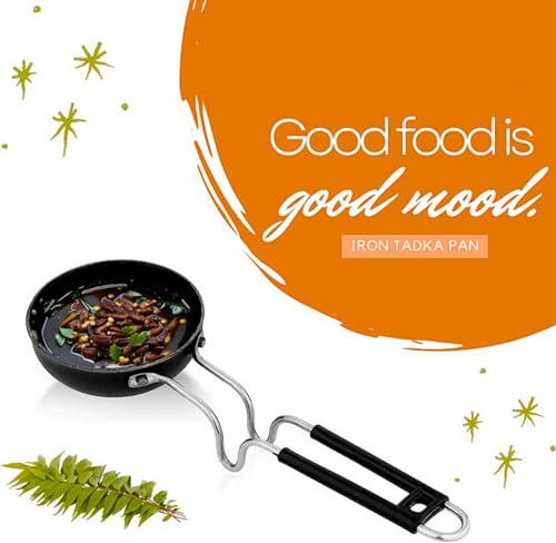 Image of Pre-Seasoned Cast Iron Tadka Pan (12 cm, 0.35L) | Heavy Duty Tempering Pan for Dal, Spices & Seasoning | Gas & Induction Compatible | 100% Toxin-Free