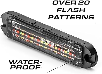 Feniex Q-Flat Surface Mount | 2-Wire Serial Connection | 5 Colors in One (Red-Blue-Amber-White-Green) | 27 LEDs, Super Bright 3 Watt LEDs, SAE Class 1 | Emergency Warning Lights