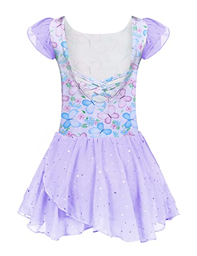 Image of Arshiner Girls Ruffle Sleeve Ballet Dance Dress Tutu Skirted Leotard