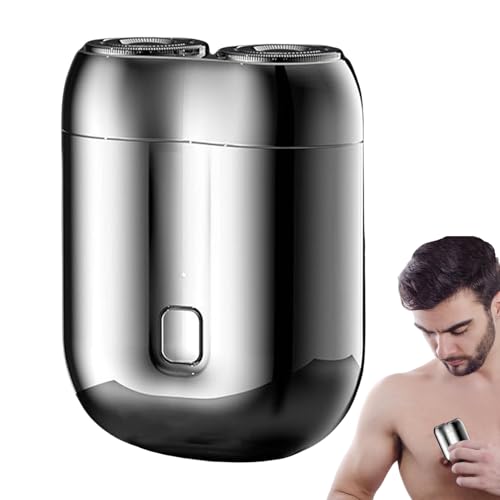 Rasoir compact – Rasoir électrique rotatif à double tête | Format de poche | Imperméable et rechargeable pour une utilisation humide et sèche, facile à transporter, outil de toilettage