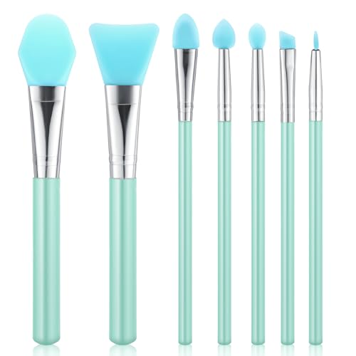 7PCS Silicone Brush Applicator Kit Resin Brush Applicator UV Resin Brushes Applicators Jelly Brushes Applicators for Cream Makeup Products and Epoxy Art Crafting Green