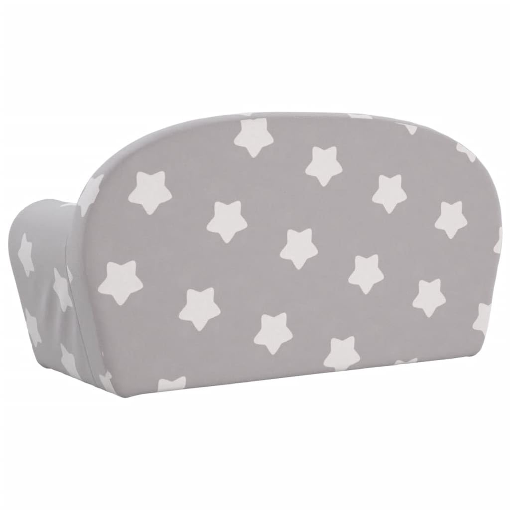 Mangloder - Sofá infantil de 2 plazas, color gris claro con estrellas, felpa suave de 100% poliéster, funda extraíble, acolchado de espuma, para leer, jugar, relajarse en la habitación de los niños