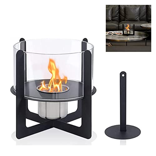LZQ Ethanol Kamin Tischkamin Bioethanol Tischkamin Tischfeuer mit Dekosteinen Brennkammern für Indoor Outdoor Glaskamin Tischdeko Feuer Cover