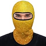 Fashion Breathable Beautiful Gold Bling Glitter Sparkles Pattern Full Face Mask, Sun Protection Ski Mask, Face Cover for Outdoor Motorcycle Riding Sports