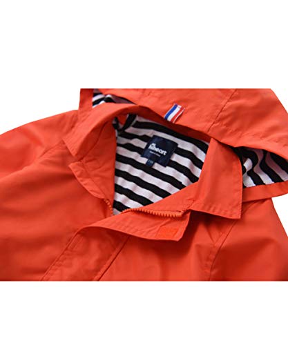 Hiheart Girls Boys Waterproof Hooded Jackets Cotton Lined Rain Jackets Orange 4/5 #TOP3