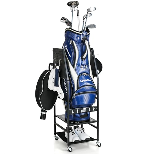 Image of Mythinglogic Golf Bag Storage Organizer for Garage, Multiple Capacities