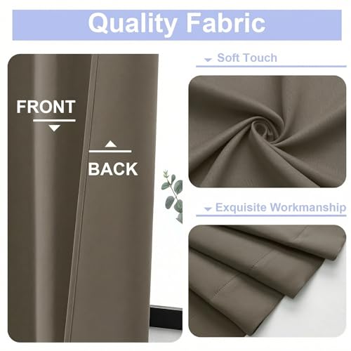 Image of Simplebrand Blackout Extra 10ft Curtains for Patio 120 Inches Long 2 Panels Set, Solid Thermal Insulated Energy Saving Rod Pocket Window Treatment Curtains Blackout Drapes, 50 inch Wx120 L, Latte