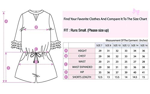 Smukke, Big Girls Tween Gorgeous Floral Printed Tier Ruffles 3/4 Sleeves Romper With Pockets (Many Options), 7-16 (10, Navy-Multicolor) #TOP5