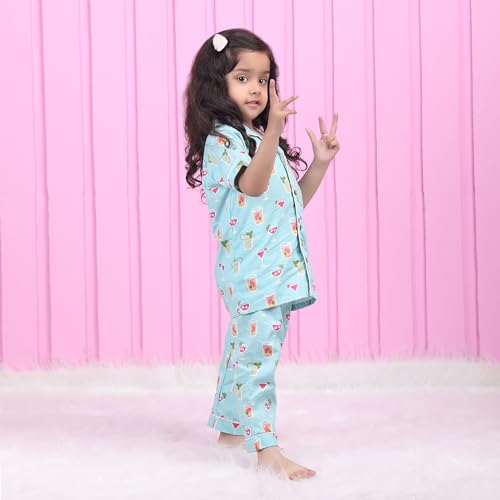 Image of POLKA TOTS 100% Pure Cotton Half Sleeve Night Suit for Kids, Girls & Boys | Cotton Pyjama Set | Unisex Night Dress for Children | Night Suit for Girls |Sleepwear for Kids | Winter Night Dress for Boys