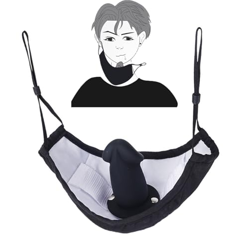 Vielretude Fetisch-Maske mit abnehmbarem Penis– Mouth Ball Gag aus Silikon-Dildo einstellbare BDSM-Mundknebel für Paare