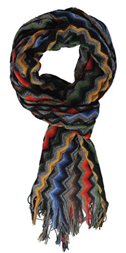 Écharpe tricotée écharpe en laine écharpe d'hiver chaud zig zag multicolore Rotfuchs