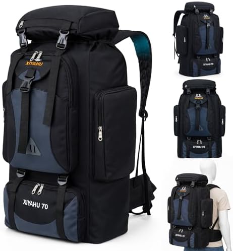 70L Hiking Camping Backpack Lightweight Internal Frame Camping Ru...