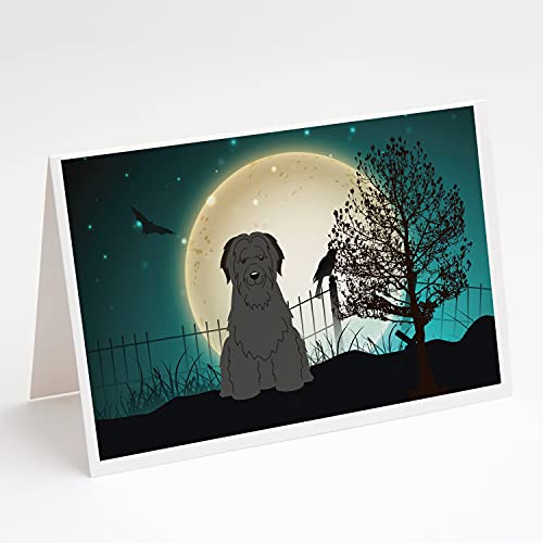 Caroline's Treasures BB2271GCA7P Halloween Scary Briard Black Greeting Cards and Envelopes Pack of 8 Blank Cards with Envelopes Whimsical A7 Size 5x7 Blank Note Cards