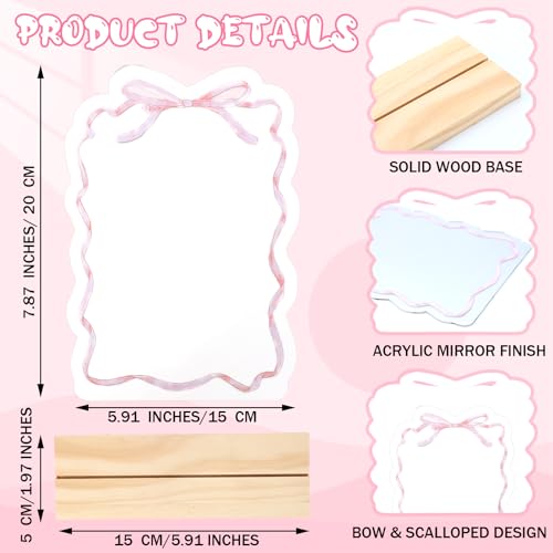 Espejo para Maquillaje Pequeño Forma Moño Rosa con Soporte miniatura 2