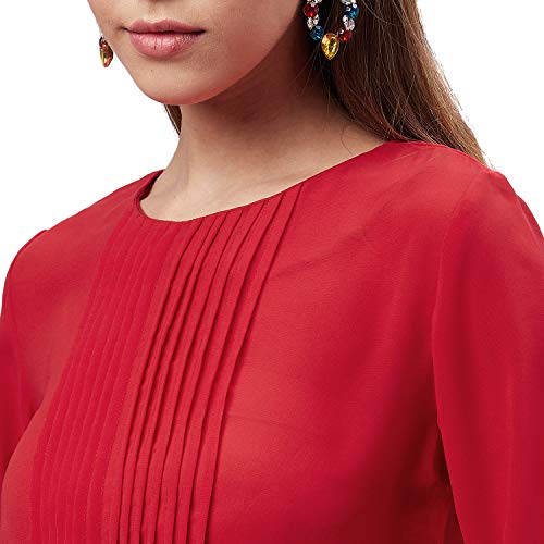 Image of Carlton London Women's Solid Regular Fit Blouse
