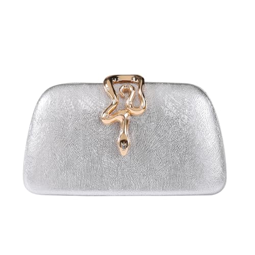 Dreubea Womens Clutch Bag with Elegant Snake Accent - Stylish & Chic Evening Purse Silver by Dreubea - Used condition - US$53.99