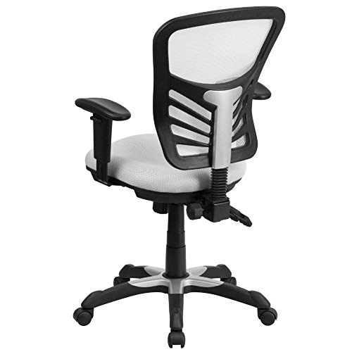 Flash Furniture Mid-Back White Mesh Multifunction Executive Swivel Ergonomic Office Chair With Adjustable Arms #TOP5