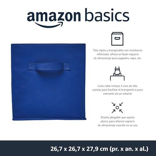 Miniatura 2 de Amazon Basics Cubos de almacenamiento de tela plegables con asas, 26,6 x 26,6 x 27,9 cm, color azul marino, paquete de 6 unidades