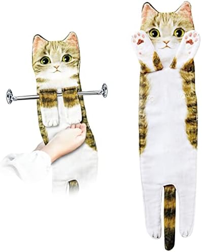 PAT JUUMG Funny Cat Hand Towels for Bathroom Kitchen,Cute Cat Decor Towel,Hanging Face Towels,Super Absorbent Soft,Cat Gifts for Cat Lovers Gifts For Women/Cat Mom/Lady/Housewarming Gift(Black Cat)