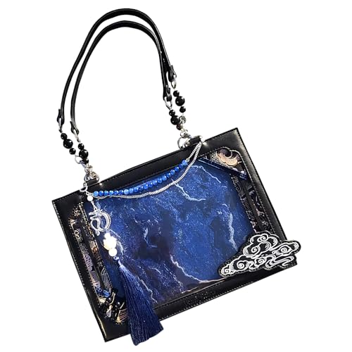 Shoulder Bag - Travel Tote Bag,Ancient Chinese Style, Transparent Window Design, Large Capacity For Business Commute