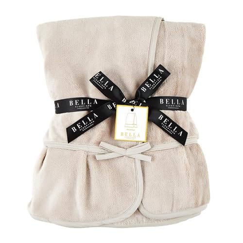 Image of Bella Sleep + Spa Ultra Soft Plush Luxury Spa Shower Bath Wrap with Adjustable Closure, One Size, Flax