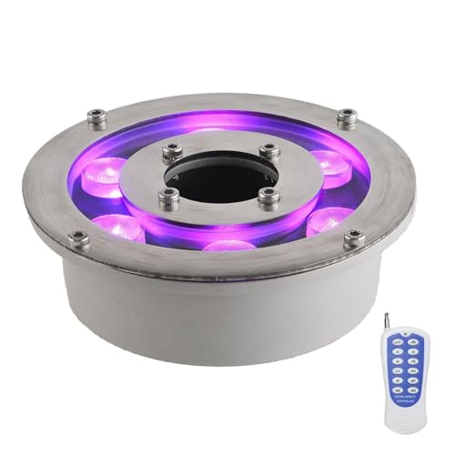 Luce LED sommergibile per Fontana - Lampada Subacquea per Piscina ad Anello, Illuminazione per laghetto con Foro Centrale Impermeabile IP68, faretto da Giardino a Colori RGB 12/24 V (12 W (24 V))