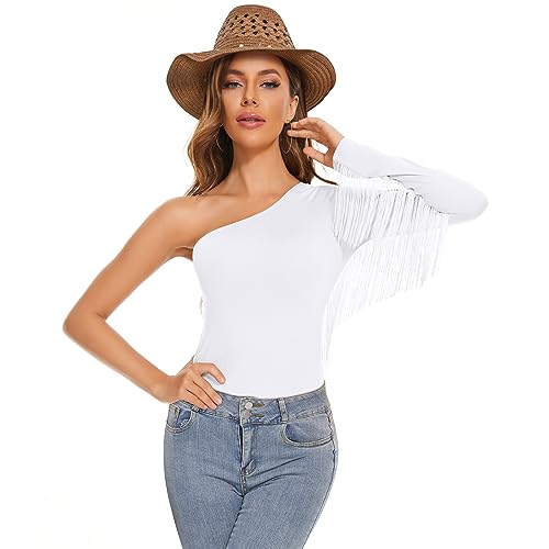 Amazon.com: American Trends White Fringe Tops Western Outfit for