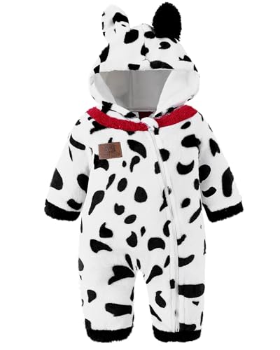 Image of Redair Baby Winter Clothes Baby Onesie Plush Hooded Newborn Outfit Infant Costume for Newborn Boys Girls 0-18 Months