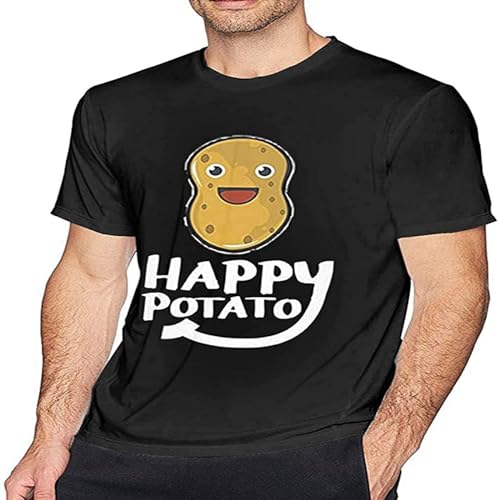 XUEYUYOULAN Happy Potato Unisex T-Shirt Printed Tee Graphic Top Men White Shirt XL