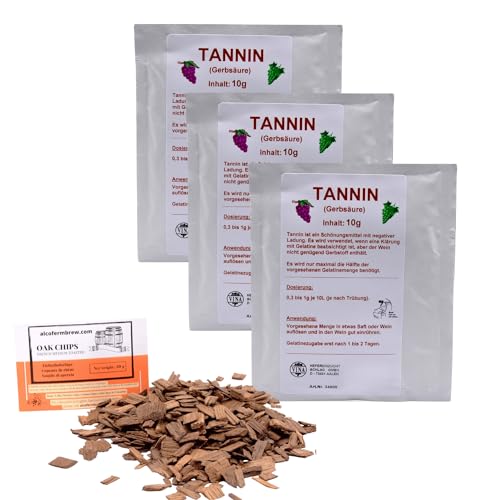 AlcoFermBrew 3 x Tanini per Vino 10g - Tannini, Tannino, Acido Tannico, Produzione di Vini