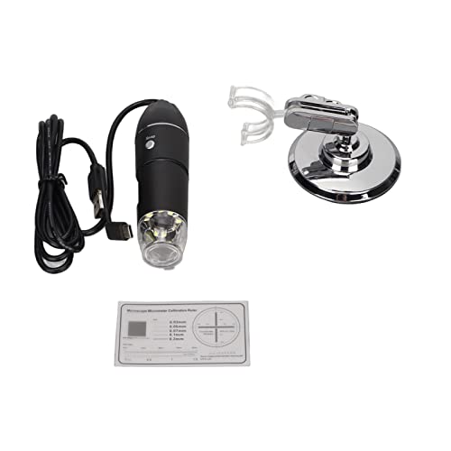 CHICIRIS Regulowany Mikroskop Cyfrowy USB 3 w 1 z Powiększeniem 50x-1600x do zastosowań Przemysłowych i Edukacyjnych, Czarny