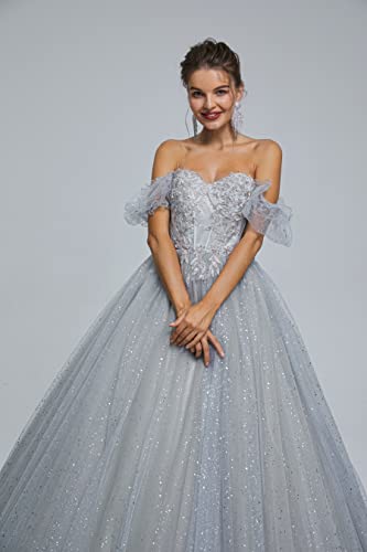 Image of Women's Beading Sweetheart Ball Gown Tulle Layed Long Quinceanera Dress