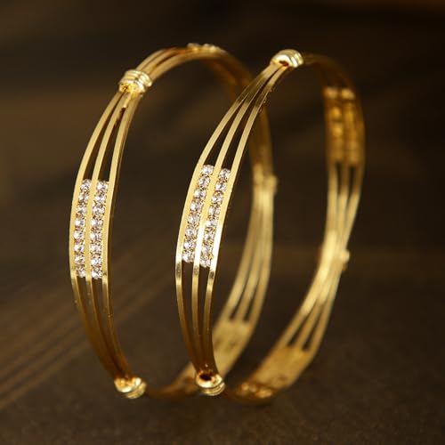 Image of Shining Diva Fashion Set of 2 Stylish Traditional Design Crystal Bangles for Women and Girls