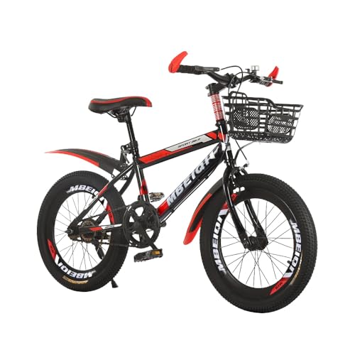 Vifxucy子供用自転車 調節可能なシート 18/20/22/24 インチ 男の子と女の子用 子供用自転車 スポーツ バスケットブラケット付き ハンドブレーキフェンダー 速度調整可能 誕生日プレゼントに最適 (シングルスピード標準レッド,20インチ)