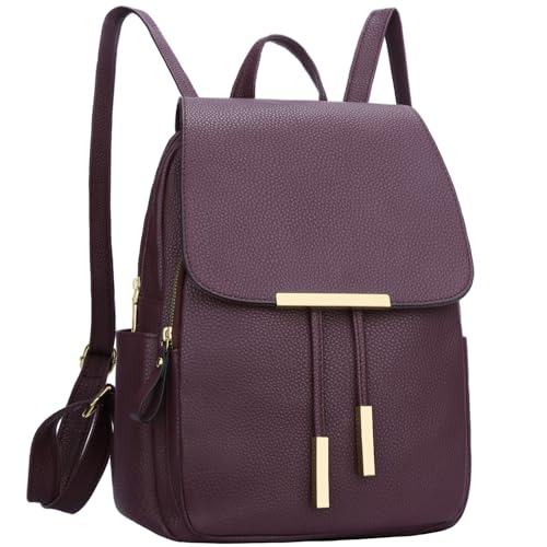 Image of KKXIU Trendy Leather Backpack Purse for Women and Ladies Shoulder Travel Daypacks Bags (A-Wine)
