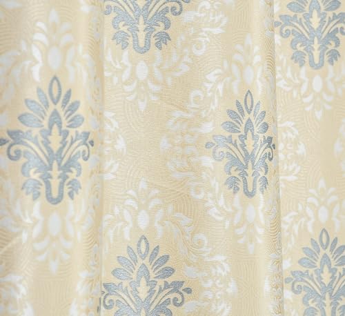 Image of Polyester Nexus Design Printed Room Darkening Window Curtains 5 Feet Set of 2 | Blackout Curtains for Bedroom Living Room Decor - Cream