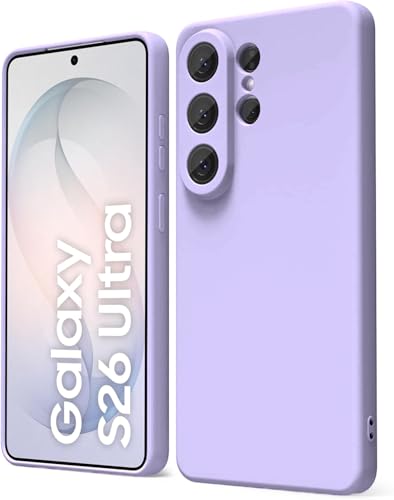Image of DIZORO Microfiber Candy Case Compatible with Samsung S26 Ultra 5g Smooth Touch Cushion Liquid Soft Silicone Gel Rubber Phone Cases Non-Slip Full Body Protective Shockproof Back Cover (Purple)