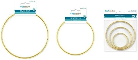 Craft Medley Assortment Round Brass Rings Ultimate Pack - 5 rings (2"+3"+ 4"+ 8"+ 12") - Metal Rings Hoops - Macrame Dream catcher Floral Jewelry Making Brass Rings