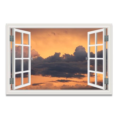 Efecto ventana en cuadro lienzo de paisaje natural para dar vida a paredes vacías