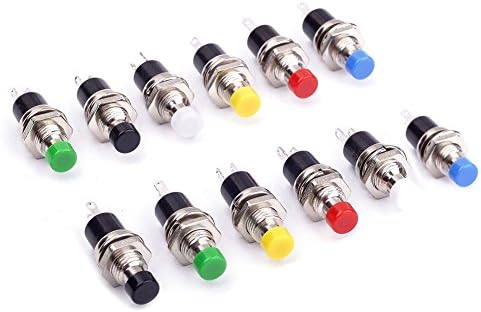 12Pcs 1A 250V AC 2 Pins SPST Momentary Mini Push Button Switch Normal Open (Pack of 12) CYT1078